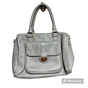 Ora Delphine gray/tan handbag, gold hardware sturdy purse